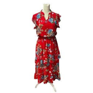 Floral Red Dress, S